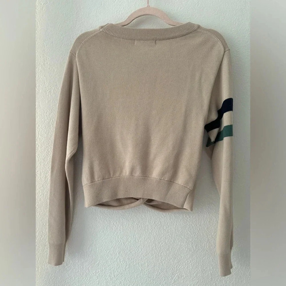 Beige Knotted Sweater with Striped Sleeve - Picture 3 of 11